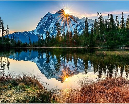 Pintura por números para adultos patrón pacífico de lago de montaña prepatrón acrílico sobre lienzo pintura de bricolaje pintura de dibujo