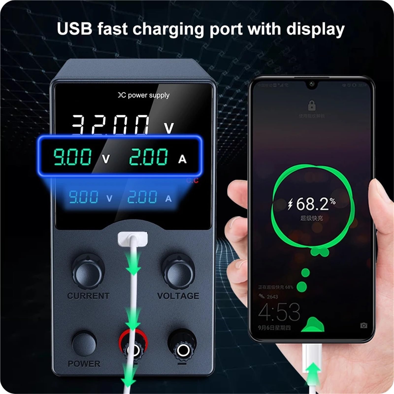 Zasilacz laboratoryjny, Zasilacz laboratoryjny regulowany z wyświetlaczem wyjściowym USB, zasilacz laboratoryjny DC(GA1203H 120V 3A)