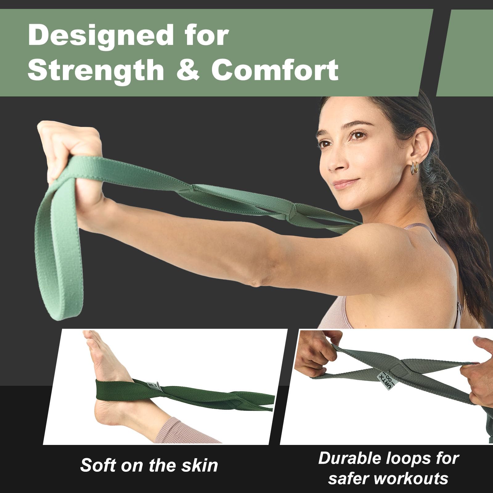 VRTX Correa elástica de malla con 7 bucles, bandas de resistencia, correa de yoga para estiramiento, correa de terapia física, bandas elásticas para ejercicio, cinturón de estiramiento de