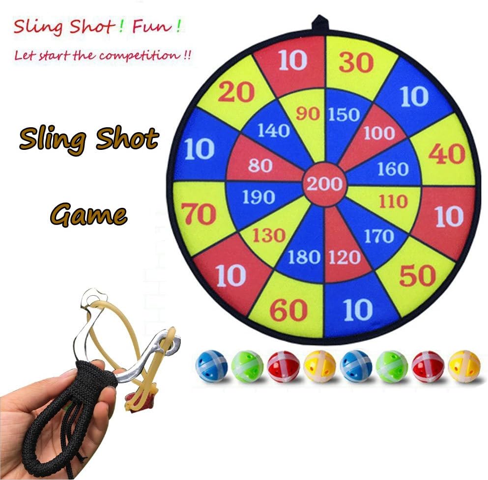 HKJYCstore Aluminum Crotch / Fork / Sling Shot with 8 Pieces Target Balls with Score Board Swallow Slingshot