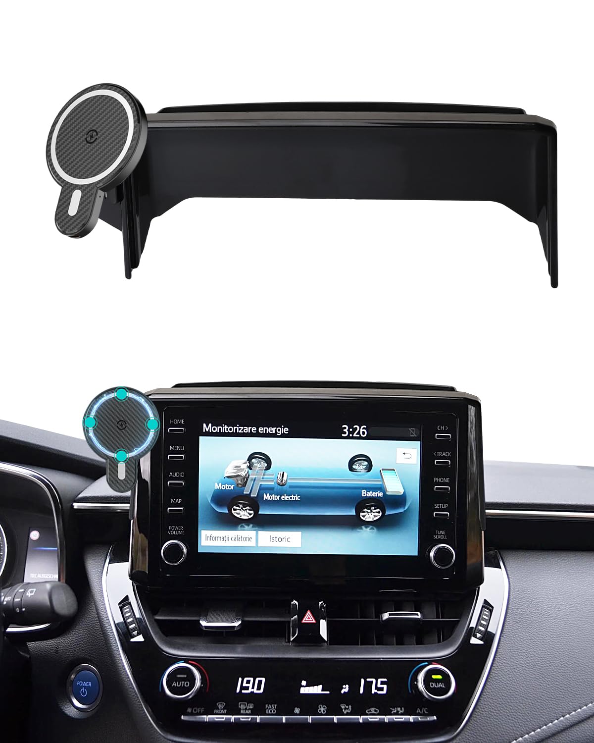 Photo 1 of PZK Car Phone Mount for 2019-2025 2026 Toyota Corolla/Corolla Hatchback/Corolla Cross 2022-2025 2026 Accessories 8-inch Screen Magnetic 15W Fast Wireless Charging Car Phone Holder Not Affect Vent