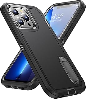IDweel iPhone 13 Pro Max Case, Black iPhone 13 Pro Max Case with Stand for Men, Heavy Duty Protection Shockproof Anti-Scratch Rugged Slim Lightweight Protective Durable Case Hard Cover,Black