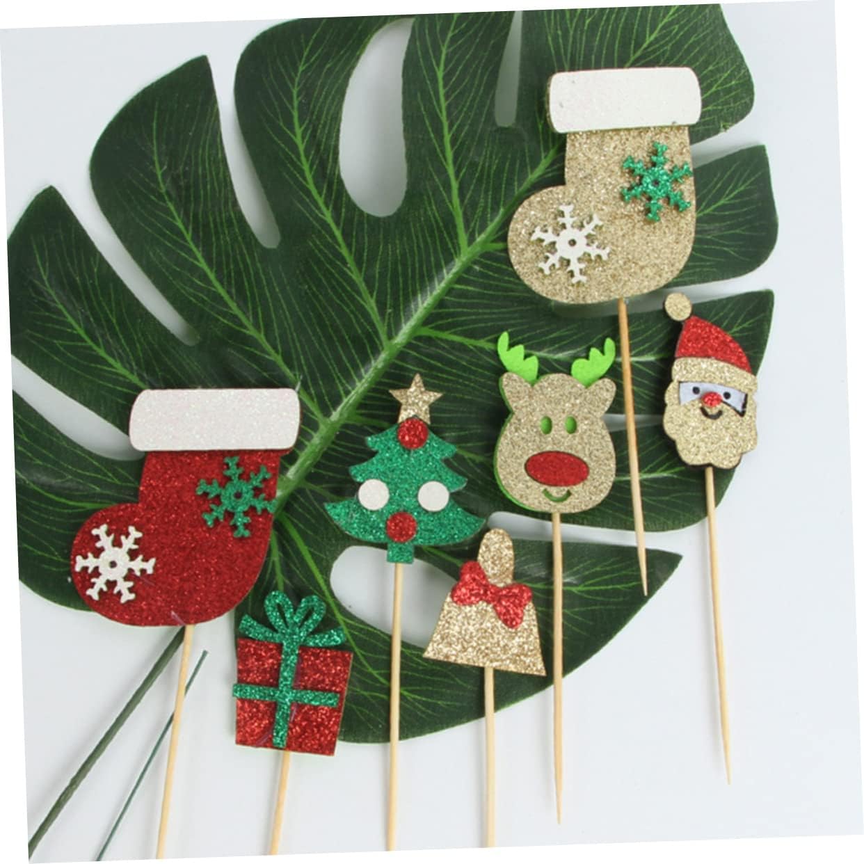 HEMOTON Unique Christmas Cake Toppers Bell Picks Cupcake Ornament Cake Decor Festive Party Supplies
