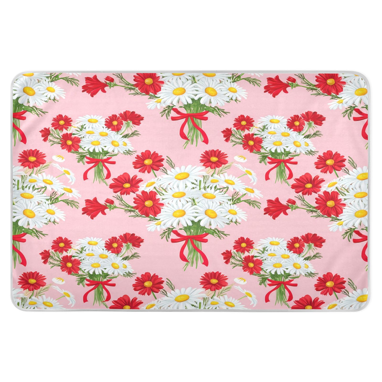 BOESI Doodle Daisy Bouquet Waterproof Pads for Bedwetting and Incontinence, Reusable Pads, Reusable Diaper Pads for Bed, Sofa, Travel