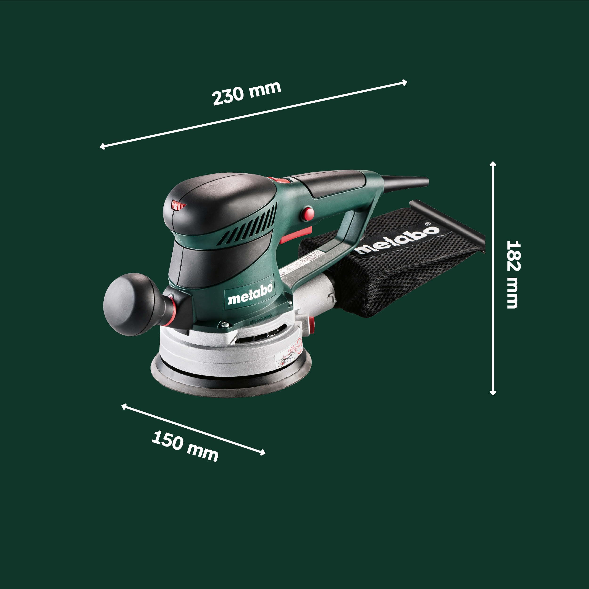 Metabo Exzenterschleifer SXE 450 TurboTec – 600129000 – Mit patentierter Duo-Schwingkreisverstellung, Vario (V)-Elektronik u. v. m. – Nennaufnahmeleistung: 350 W – 4 m Kabellänge