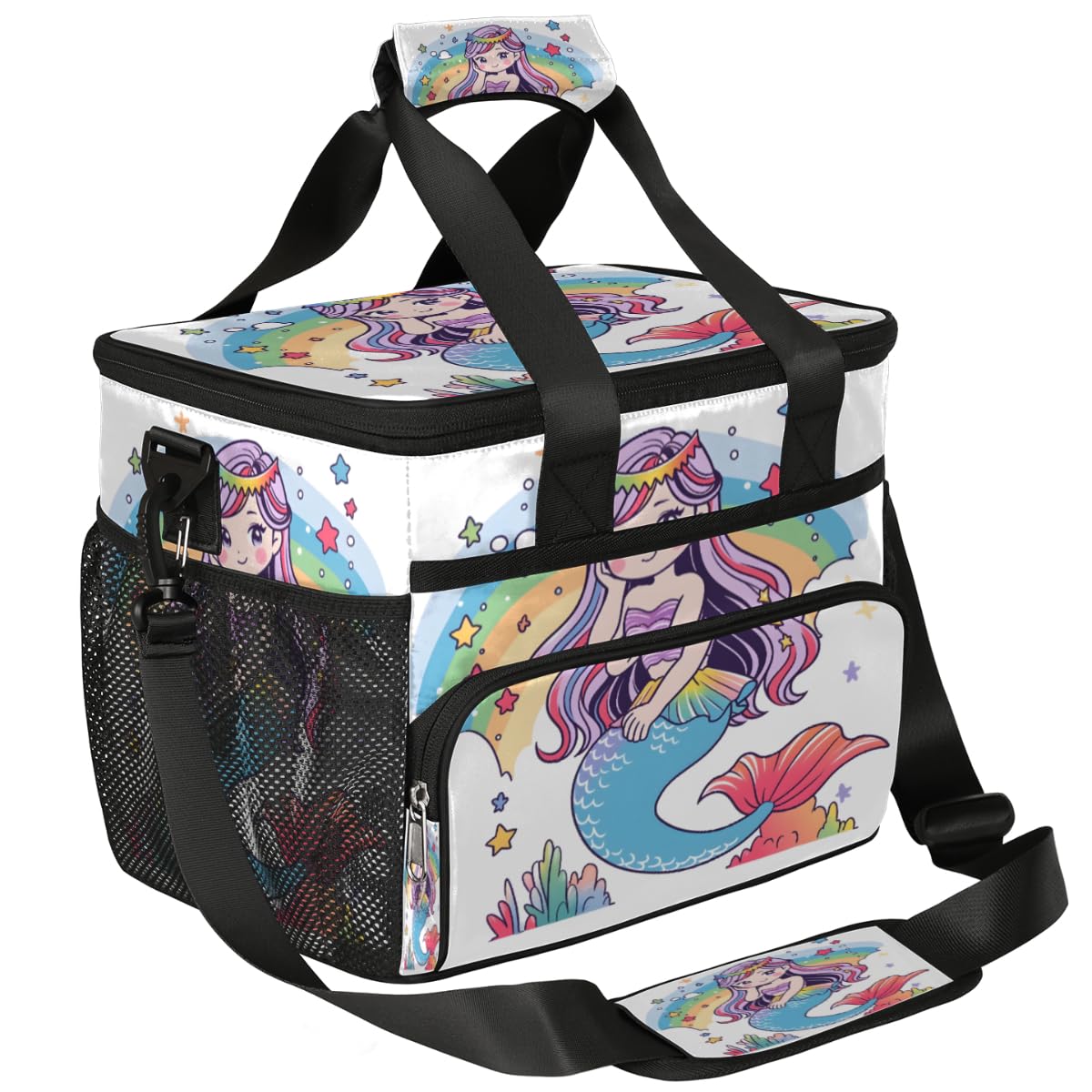 Rainbow Underwater Women Insulated Picnic Backpack Lunch Box for Women Men Picnic Basket Tote Lunch Bag Picnic Bag Portable Lunch Bags for Picnic, Beach, Work, Trip,Office, Camp Cute Mermaid