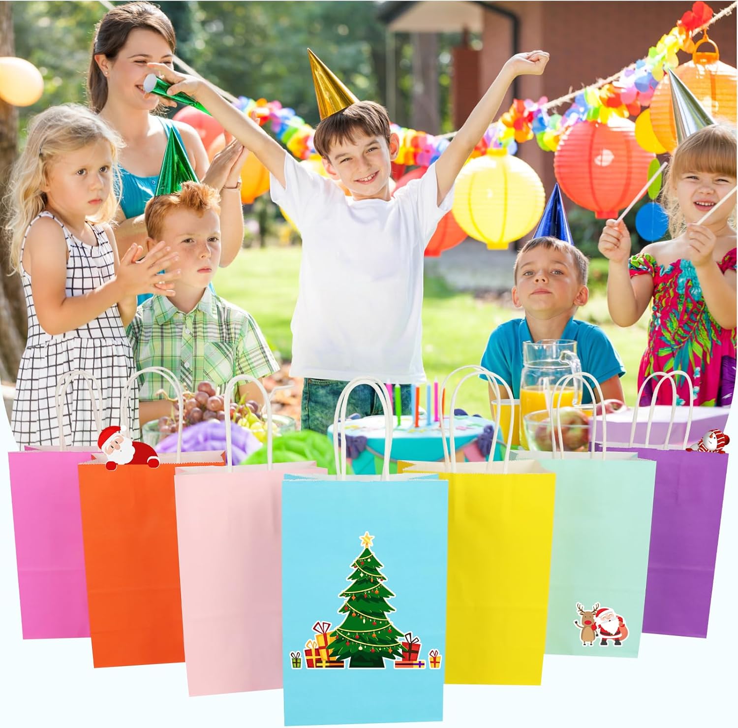 MITINU 60PCS Paper Gift Bags, 5.8"x3.2"x8.25" Party Favor Bags Bulk Rainbow Goodie Small Gift Bags with Handles for Kids Birthday Baby Shower Crafts Wedding Party Supplies (15 Colors) - Image 7