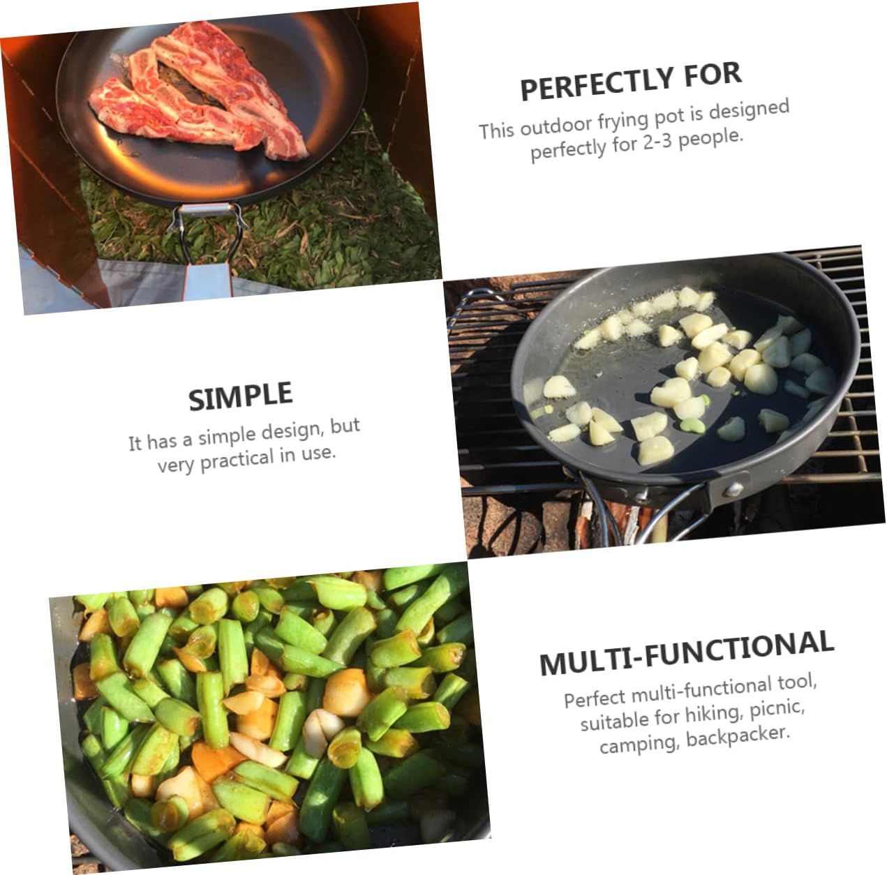 Camping Pots Portable Cutlery for Outdoor Cookware Non-Stick Pan Cooking Utensils