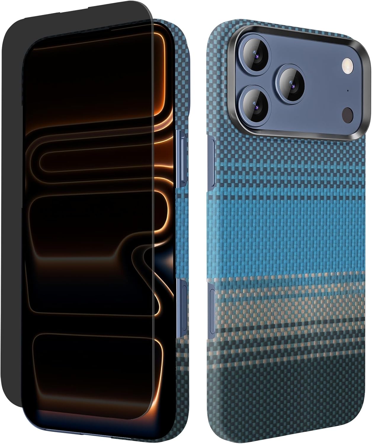 Case for iPhone 17 Pro Max,800D Aramid Carbon Fiber,Case-Less Touch Feeling[Compatible with Magsafe] with Screen Protector,Camera Cover Protection,Slim&Light,Ultra durable Cover for 17 Pro Max,Blue