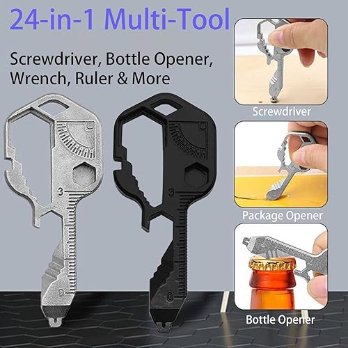 Miniatura 9 de Llave multiherramienta 24 en 1, herramienta portátil de acero inoxidable con destornillador, llave, abridor de botellas, herramientas de llavero