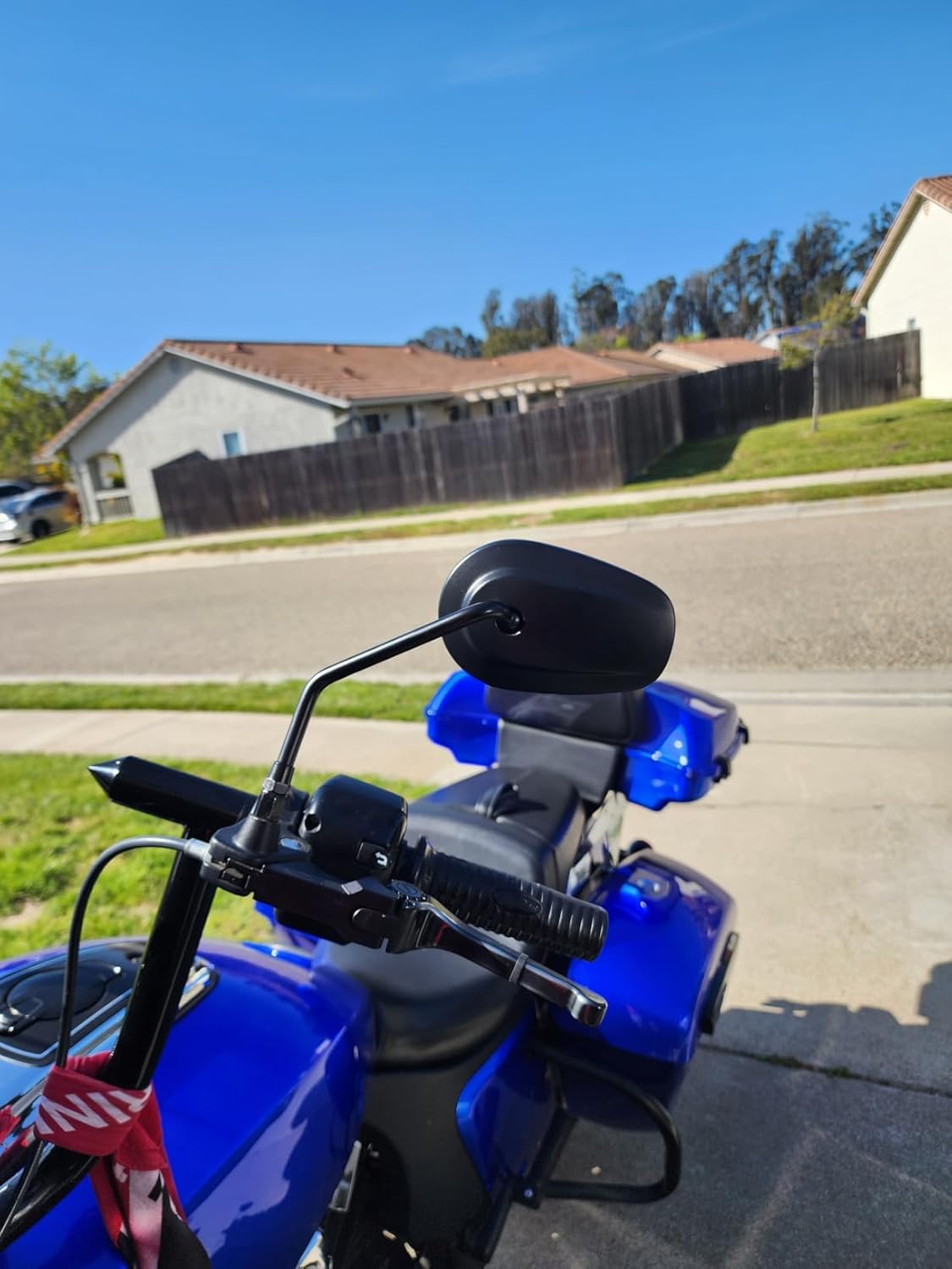 Black Rear View Side Handlebar Mirrors 360-Degree Adjustment Mirrors Long Stem for Harley 1982-2023 Sportster, Touring, Dyna, Softail also fits Most M8-1.25 Threaded Motorcycles