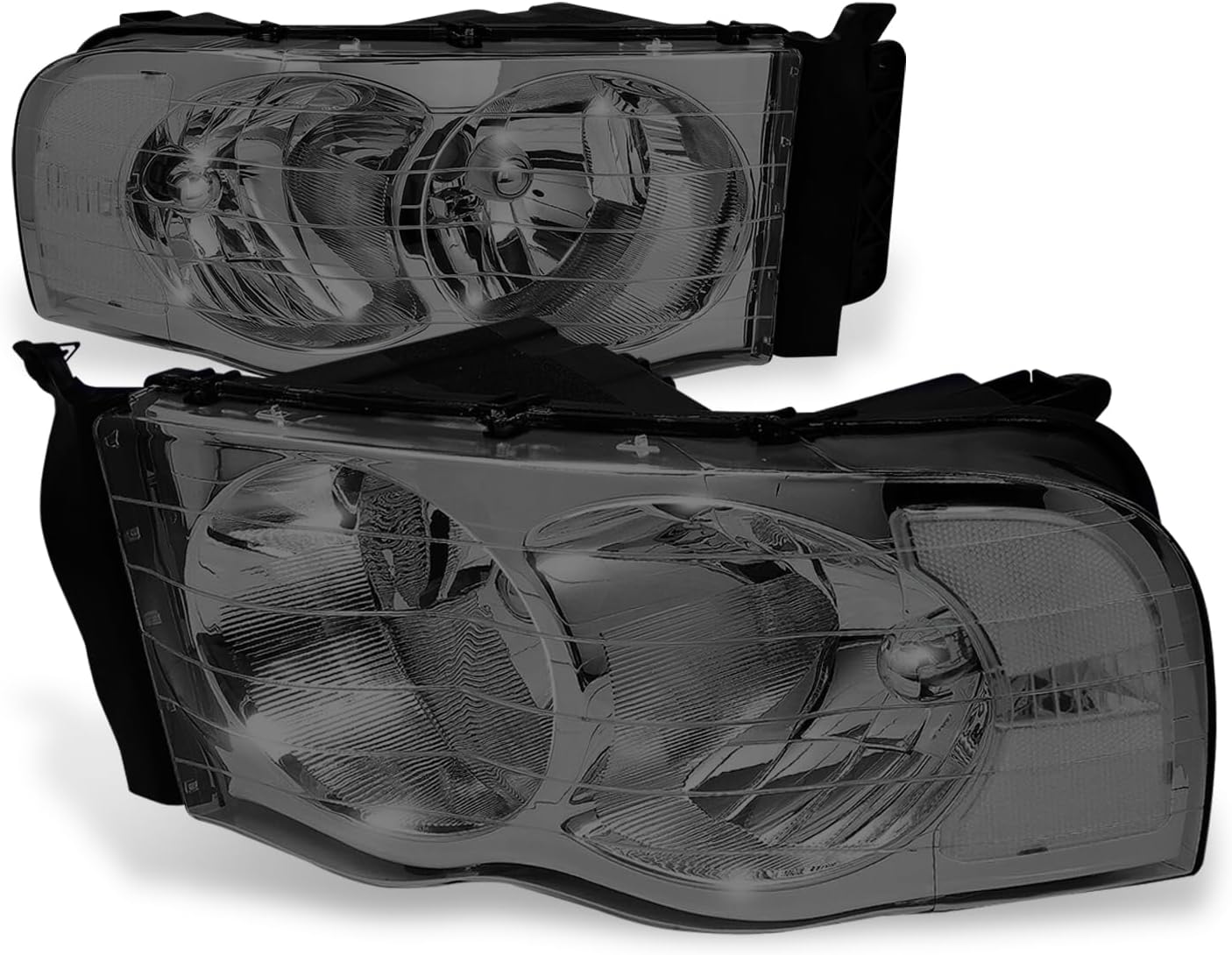 Dodge Ram 2002-2005 Halogen Headlight Assembly, Driver & Passenger, Smoked Lens