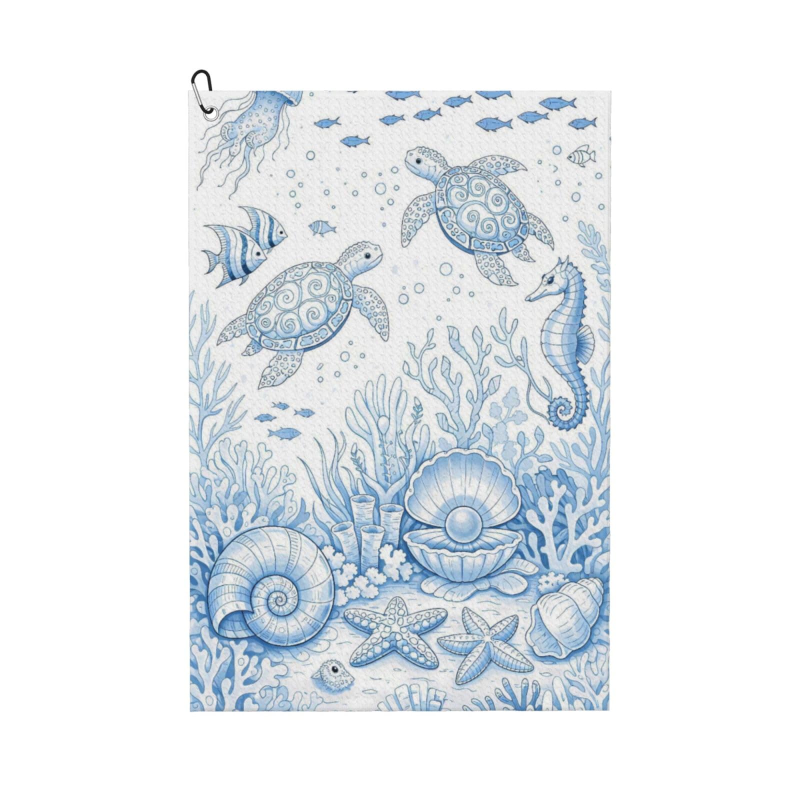 Oudrspo Ocean Theme Fun Pattern Multi-Functional Golf Towel | Absorbent Quick Drying 16x24in