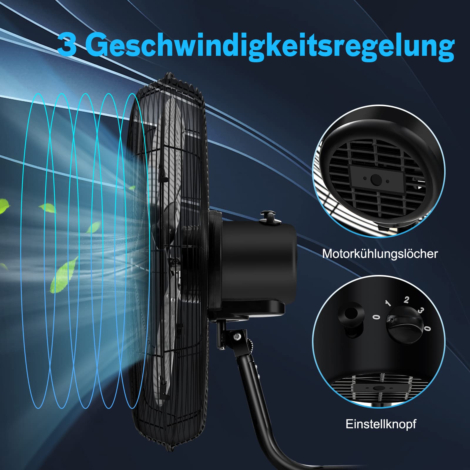 COSTWAY Φ56cm Wand-Ventilator Industriell, Oszillierend 3 Stufen für Lager, Werkstatt