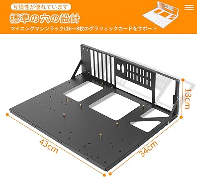 Open Frame Bench PC Mining Frame Reinforced Mining Rack Thick Steel Open Bracket Chassis Compatible with TX/X79/X99 Extended Version High Durability Improved Cooling Efficiency