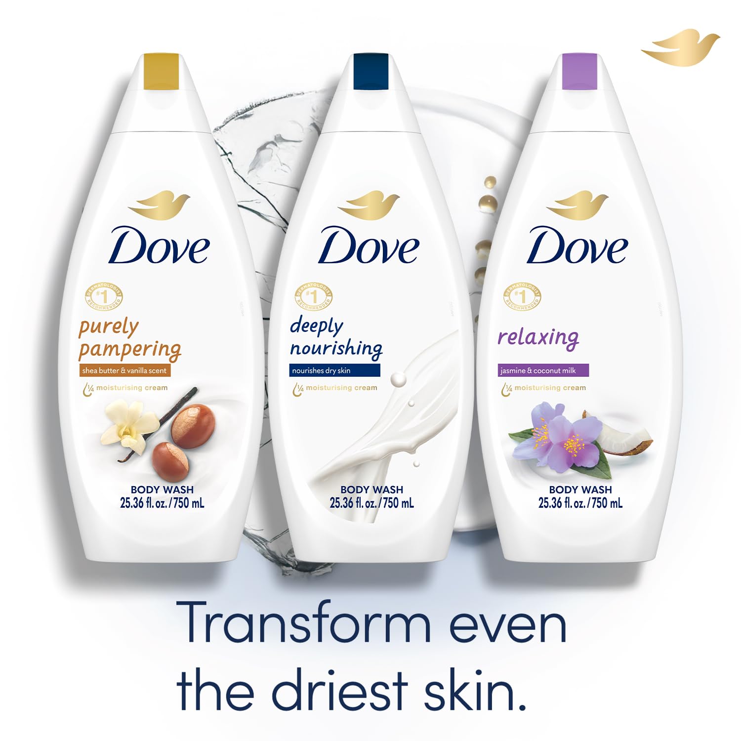 Dove Body Wash Variety 3-Pack – Pampering, Relaxing & Deeply Nourishing for Softer, Smoother Skin, 25.3 Oz Ea - Image 3