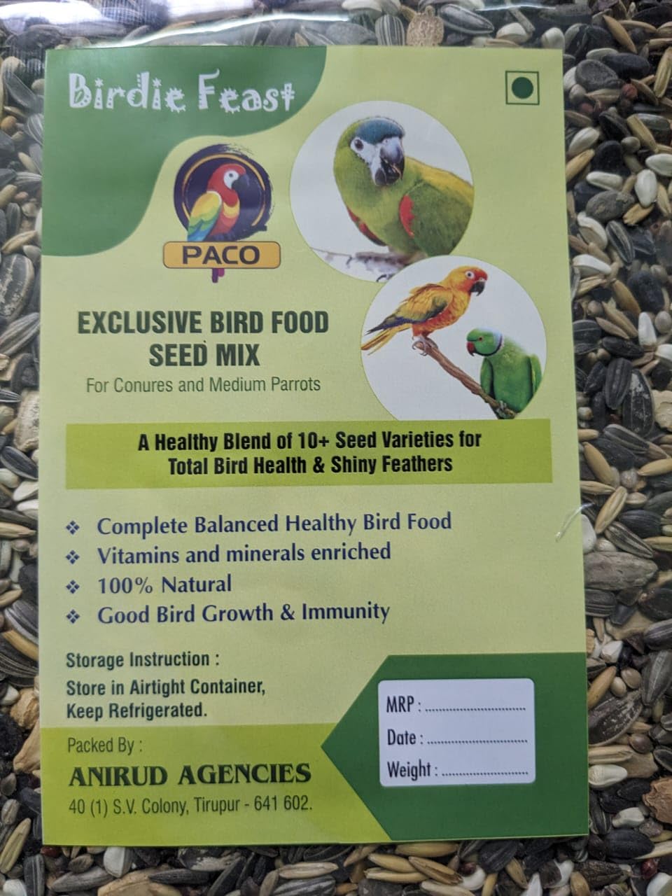 Birdie Feast - Pet Bird Food - Bird Seed Mix for Medium Parrots Sun Conure, Hahns Macaw 900gms (B0D2Y5FS46) Amazon Price History, Amazon Price Tracker