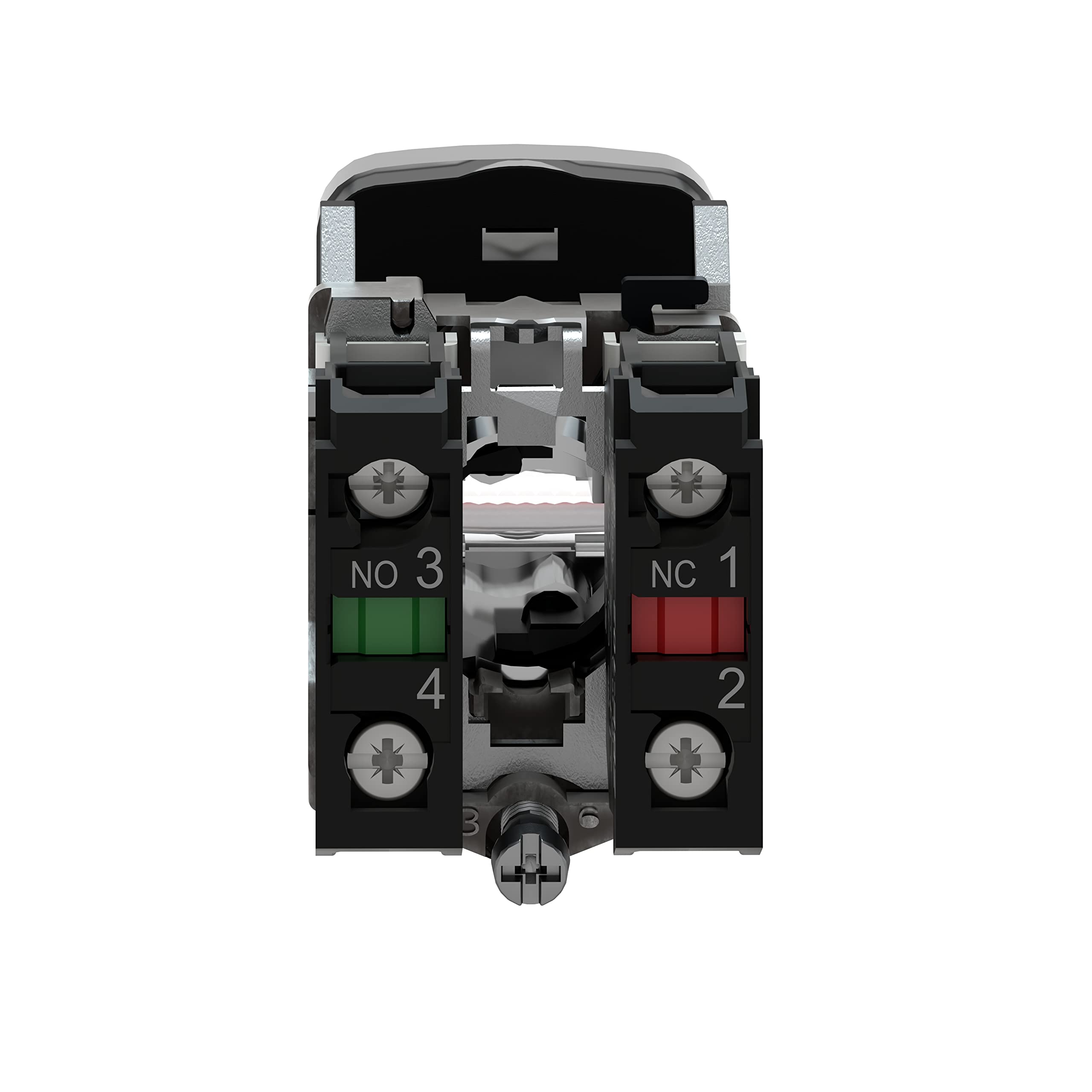 Schneider Electric XB4BW73731M5 Pulsador Diámetro 22, Dos Accionadores, Retorno Resorte, Luz Blanca, 240 V- IP66, Verde y Rojo