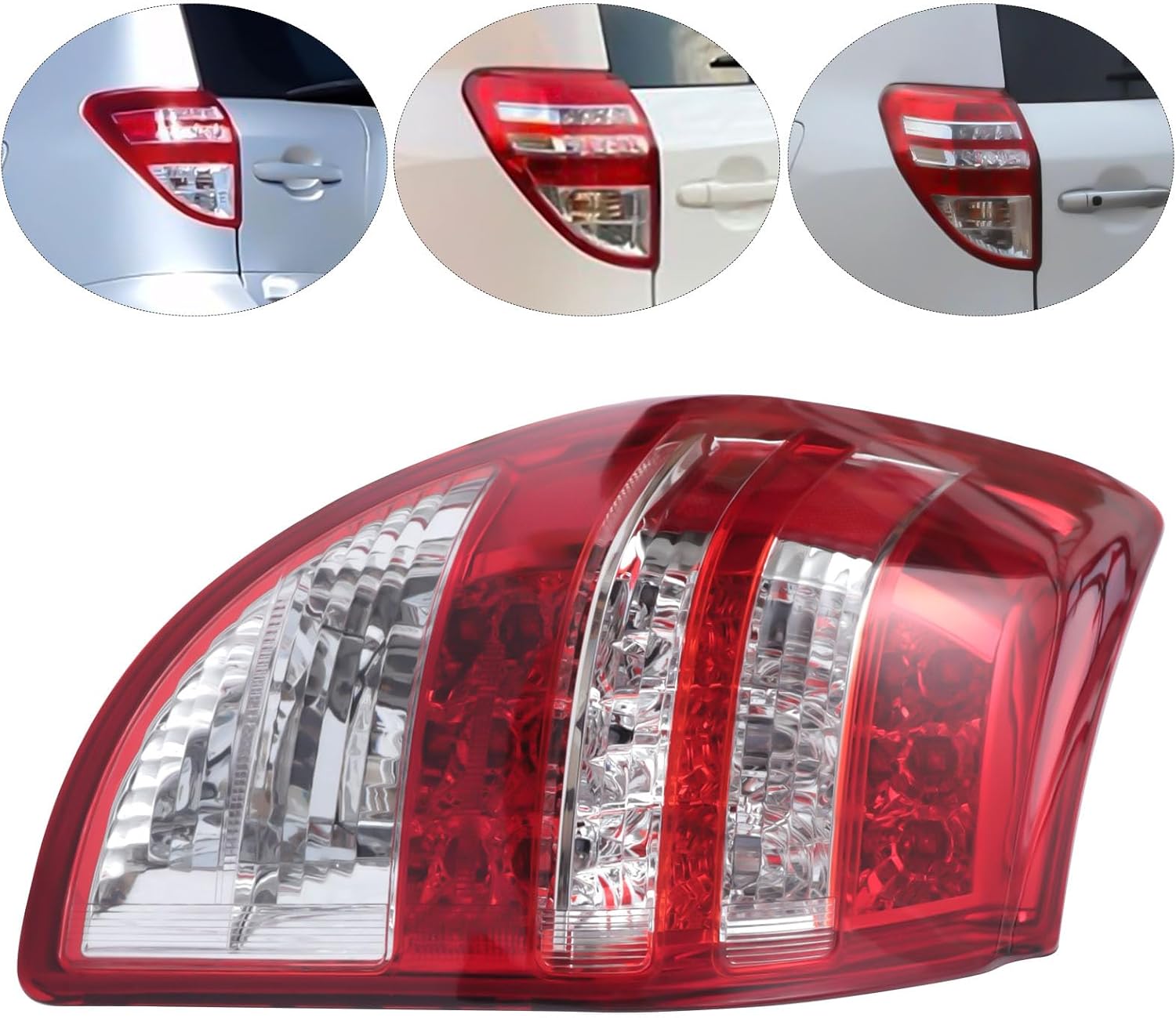Rear Tail Lights Assembly for 2009 2010 2011 2012 Toyota RAV4, Left Driver Side Halogen Tail Light Lamp Brake Lamp Replacement Clear&Red Lens OEM#8156142130 (LH)