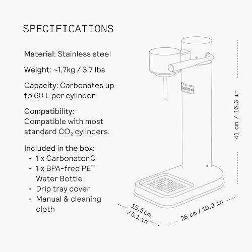 Miniatura 9 de aarke - Carbonator III - Máquina de agua para hacer carbonatadores y seltzer con botella de PET (negro mate)