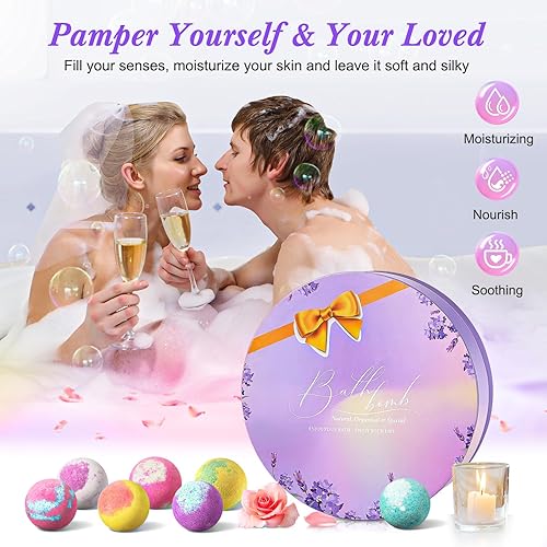 Miniatura 4 de Set de regalo de bombas de baño para mujer, 12 piezas y 12 aromas, bombas de baño para mujeres, regalos relajantes para mujeres, bombas de baño