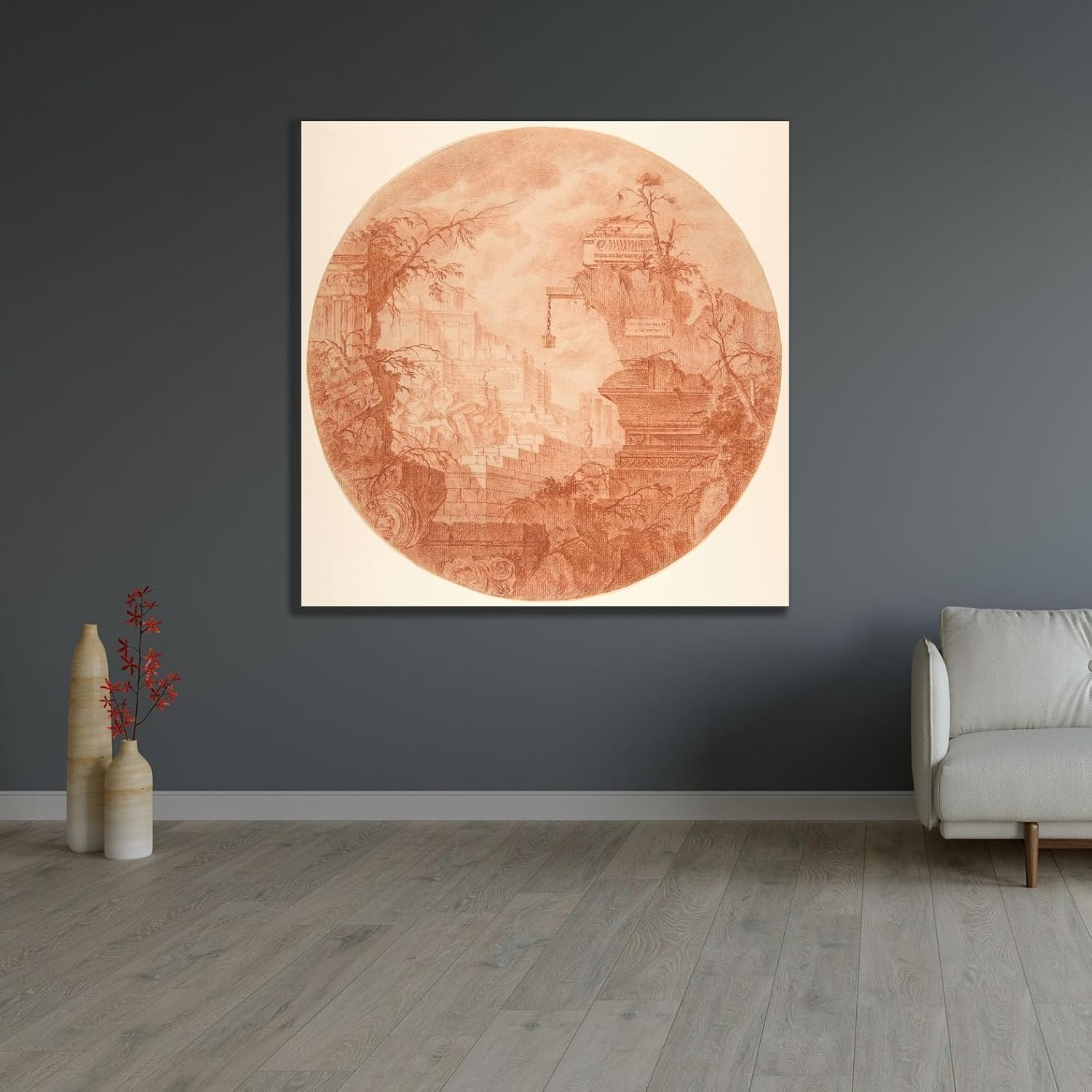ArtDirect Architectural Fantasy (ca. 1785-90) Unframed Art Print Giclee Poster by Jean-Laurent Le Geay - Ready for Framing with Customization Sizes 8x8, 11x11, 16x16, 24x24, 36x36 and 48x48 inches (39104dr)