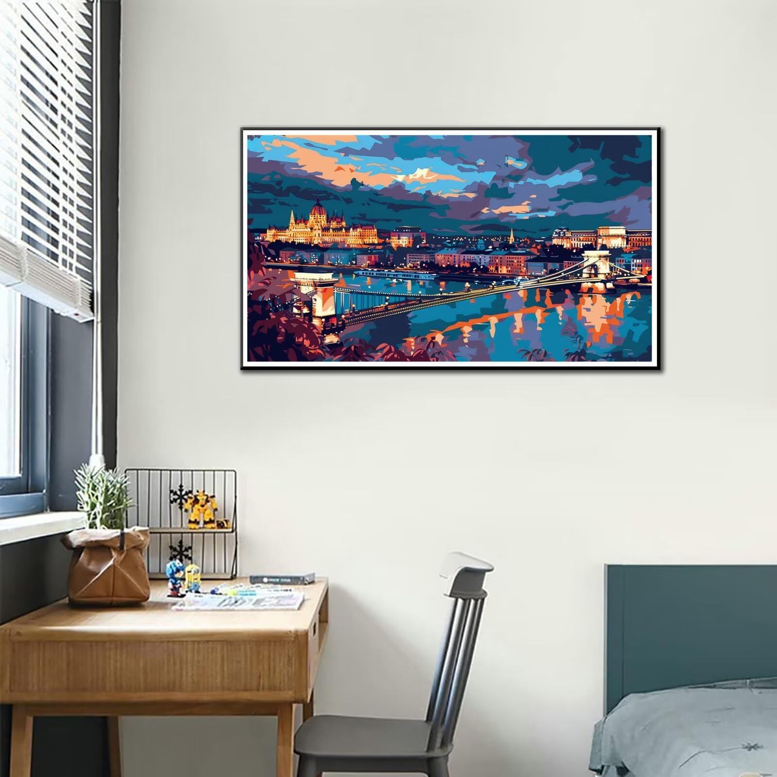 Malen nach Zahlen Erwachsene Budapest, DIY Set Erwachsene Malen nach Zahlen Landschaft, 180x100cm DIY Handgemalt Ölgemälde Kit für Anfänger Erwachsene mit 3-Pinseln & Acrylfarbe, Geschenk für Freunde