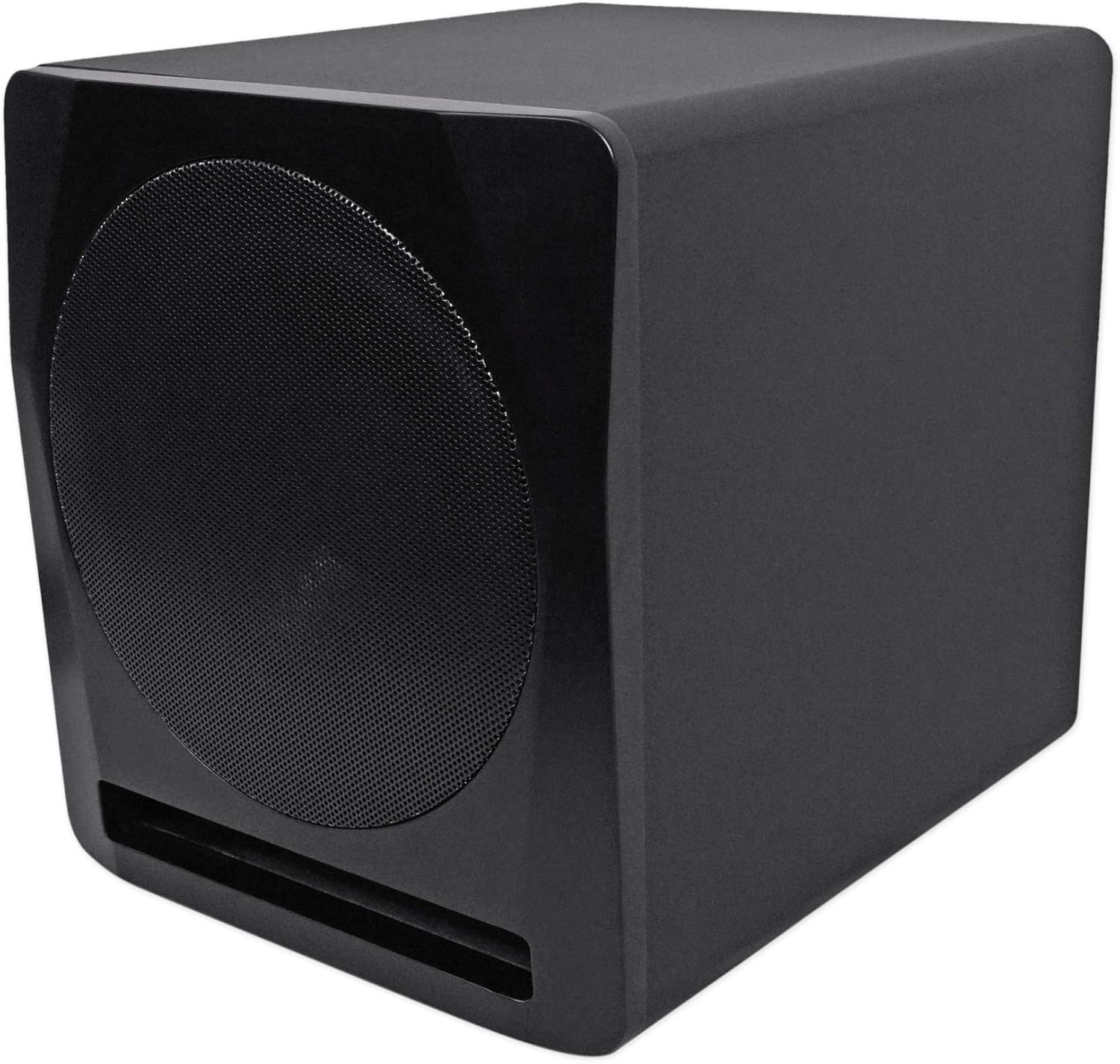 Angled view of the Rockville APM10B Active Studio Subwoofer