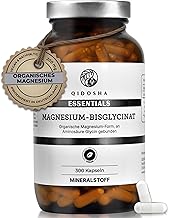 QIDOSHA® Magnesium Bisglycinate Capsules, Pack of 300 in Pharmacist Glass, Organic MG Form as Magnesium Glycinate, 300 mg Elementary mg per Daily Serving