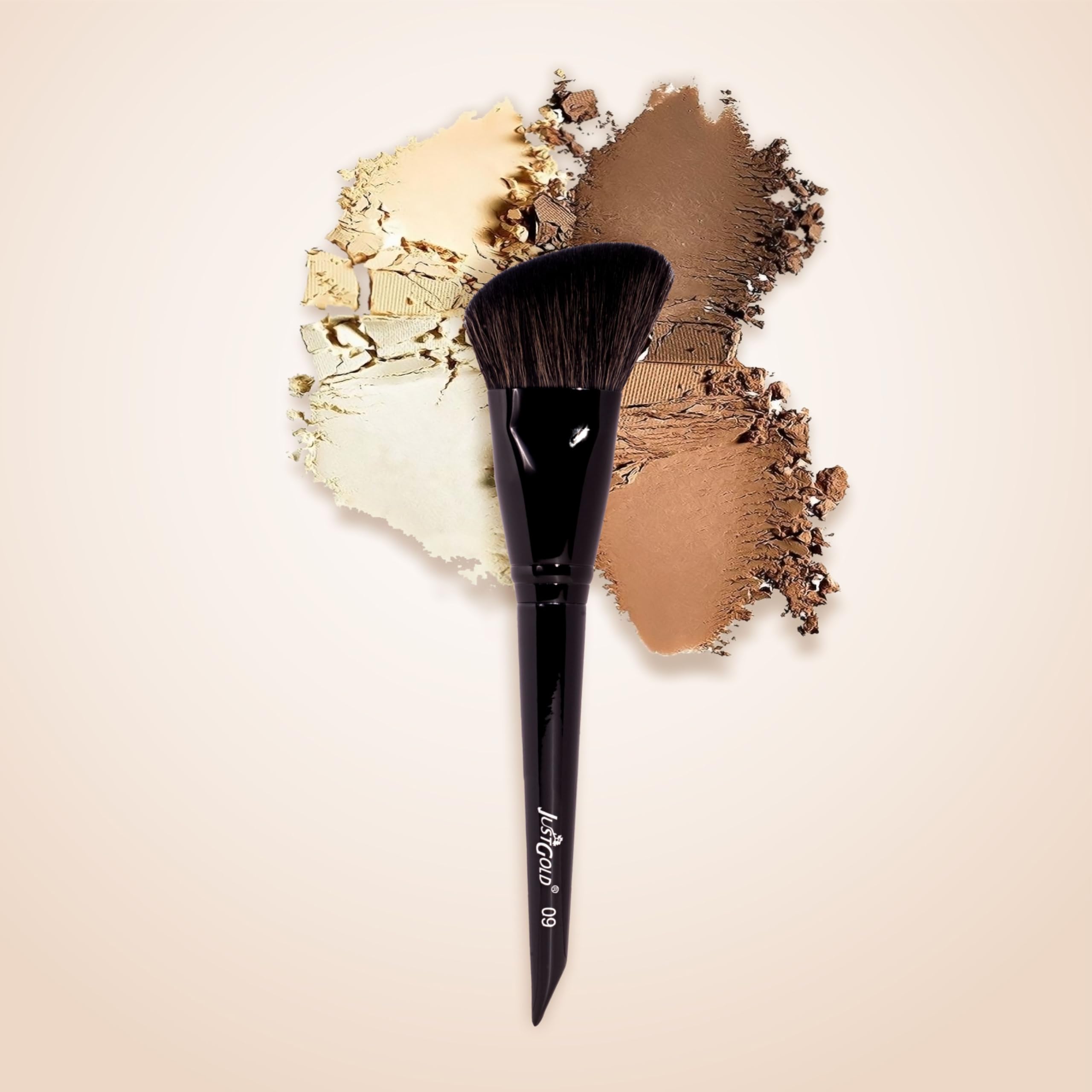 Justgold Professional Powder Contour Brush Fluffy Angled Ultra Soft Synthetic Bristles Wooden Handle Metal Ferrule Singl