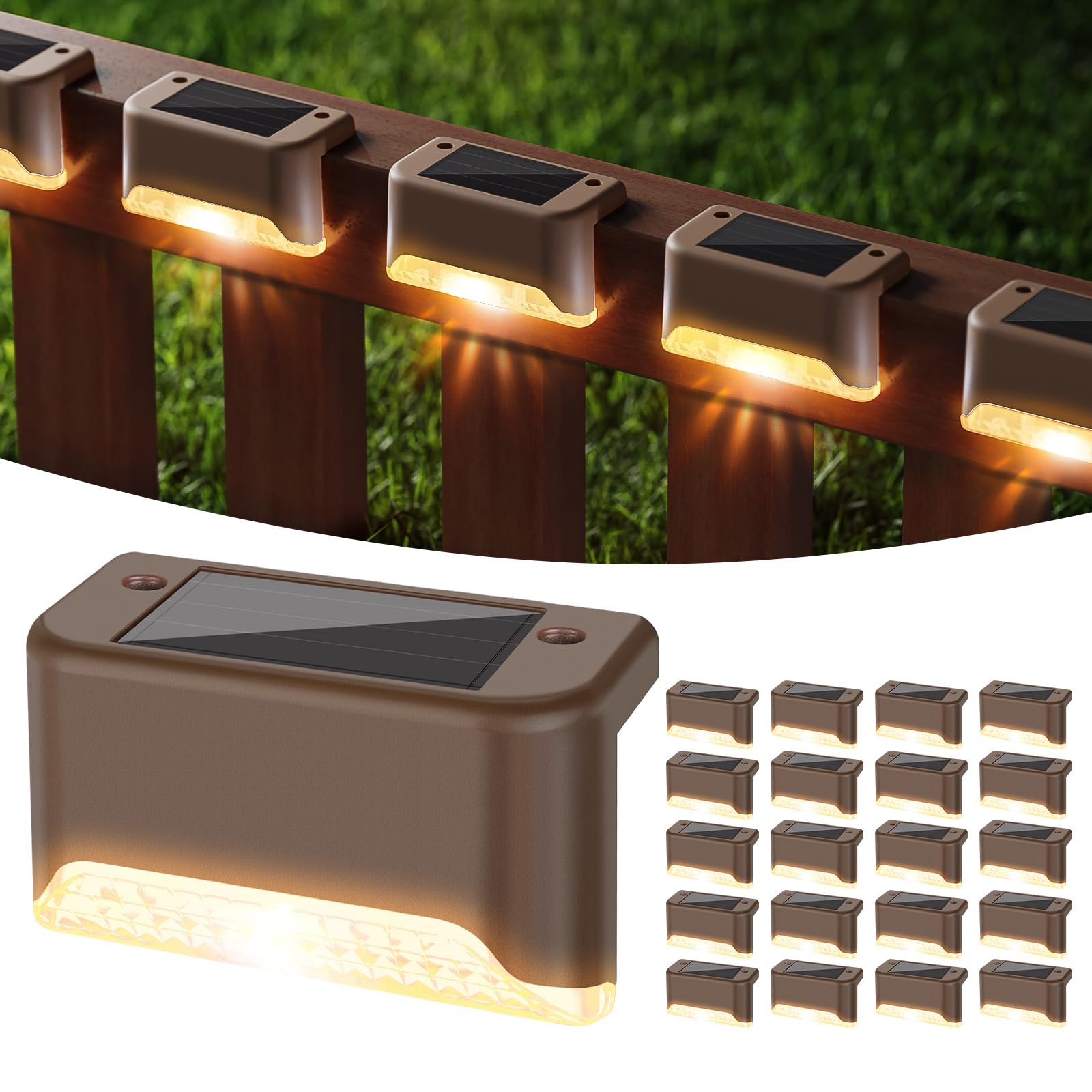 MAXvolador 20-Pack Solar Deck Lights, Waterproof LED Solar Powered Outdoor Step Light, Solar Powered Fence Lighting Bronze Finished, Warm White (B0CSD48K78) Amazon Price History, Amazon Price Tracker