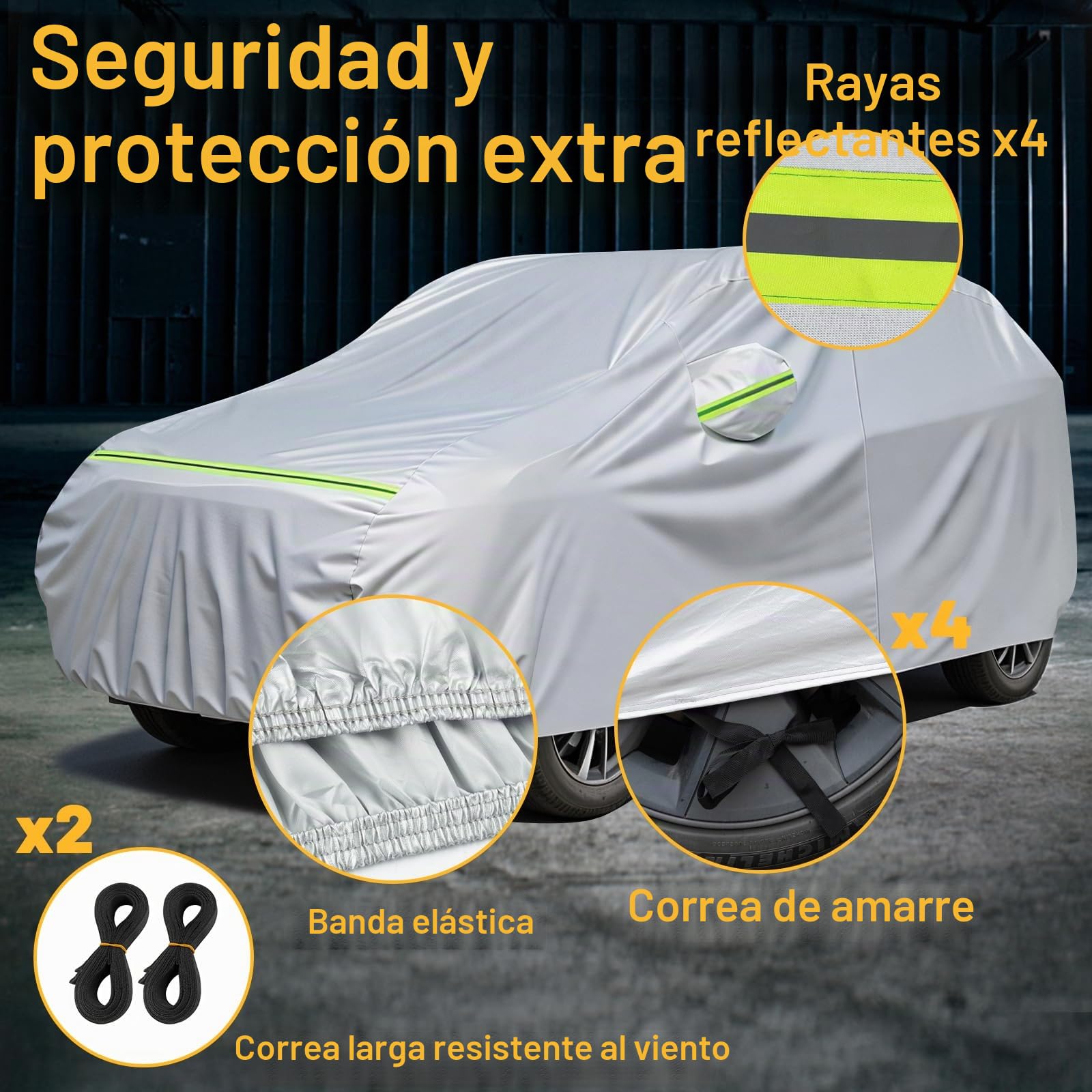 Favoto Funda de Coche Exterior Impermeable Transpirable Compatibles con Audi Q2/Q3 BMW X1/X2 Volvo XC40 Anti-UV Transpirable Resistente al Polvo Lluvia Rasguño Nieve al Aire Libre Plateado