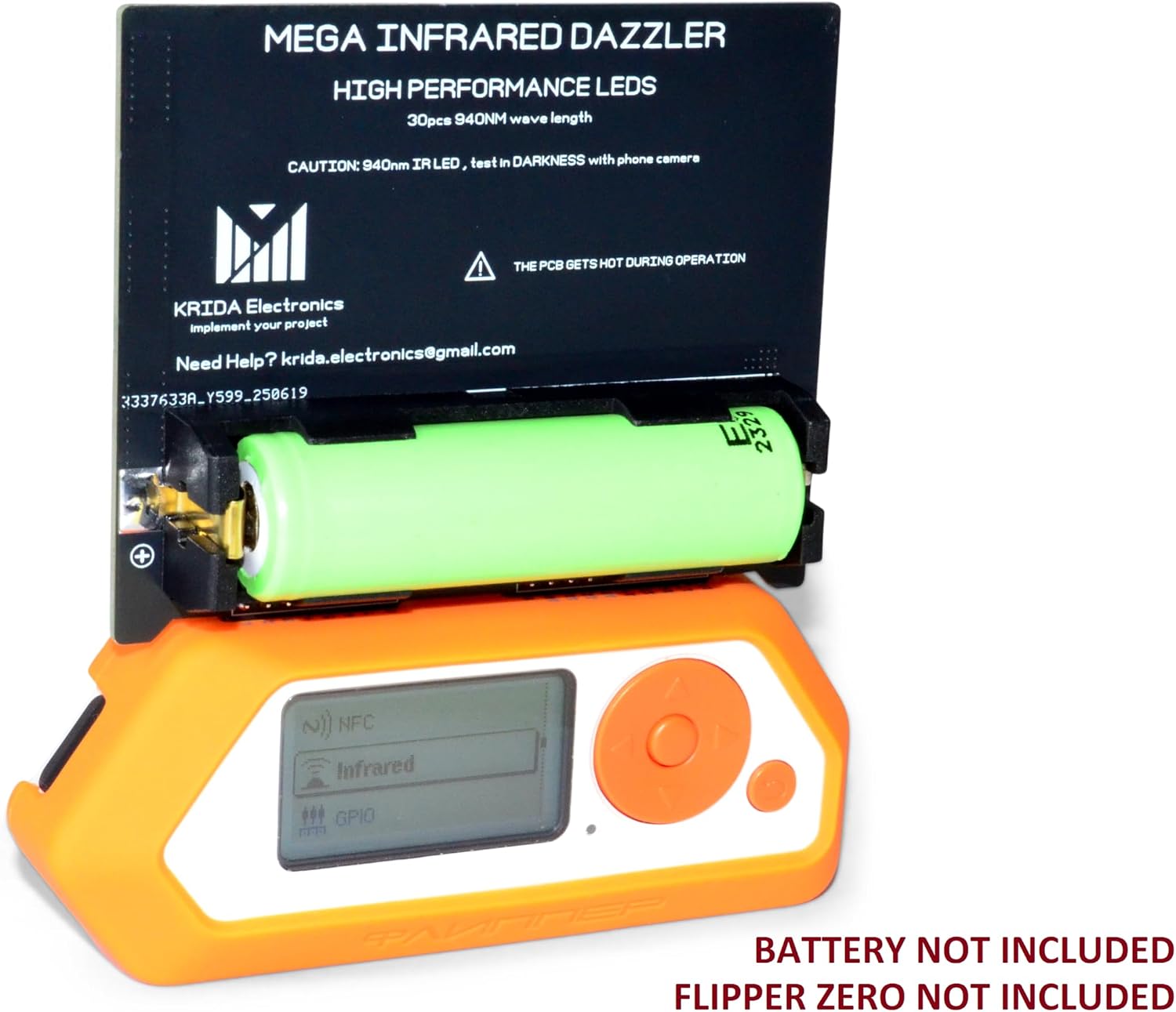 Flipper Zero Infrared Blaster Dazzler MEGA, High Performance 940nm 30x IR LEDs, Module for Flipper Zero, MEGA Power 90 Watts, Without Battery, Limited Edition