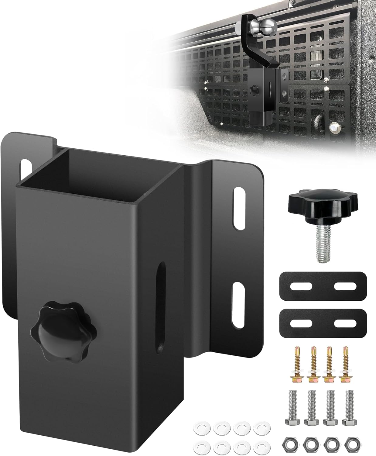 Hitch Holder Truck Bed, 2.5-inch Trailer Hitch Storage Bracket, Holds 200 Pounds, Fit for Molle Panel