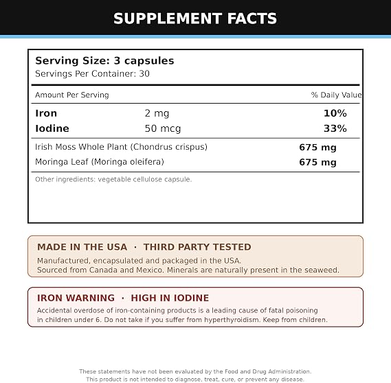 Alkaline Herb Shop Sea Moss & Moringa Supplement 90 Capsules