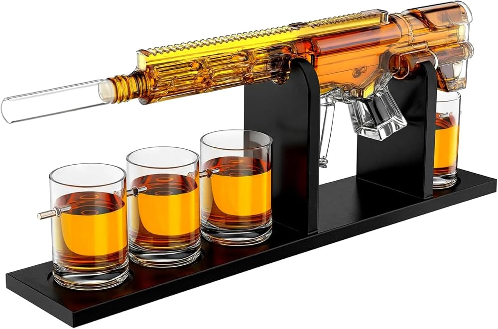 Carafe à Whisky Voiture 1000 Ml – Set Stylé Avec 2 Verres, Bouchon Verre & Entonnoir – Idéal Cadeau Homme, Bar Ou Cave à Spiritueux