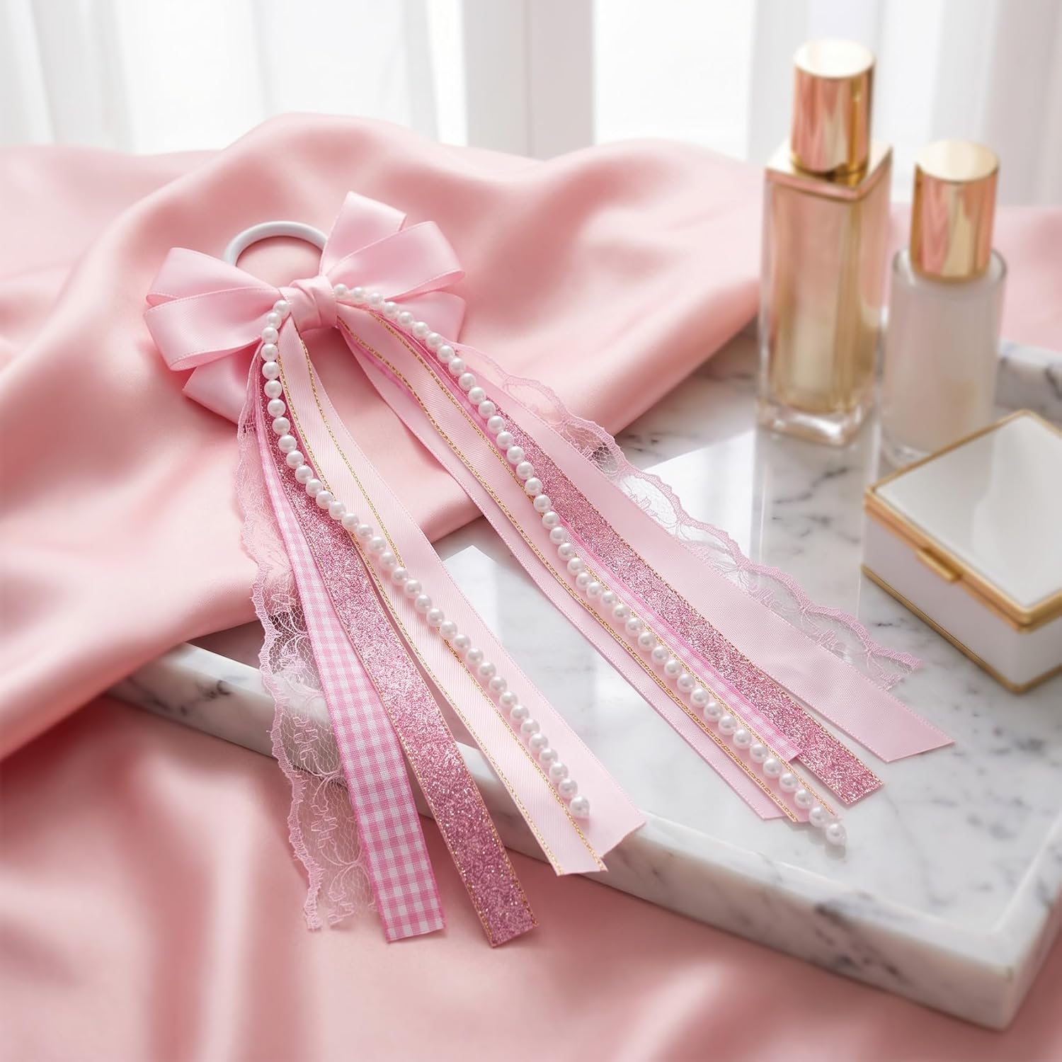 2 Pcs Pink Boot Bows, Ribbon Lace Bows for Boots Accessories Women