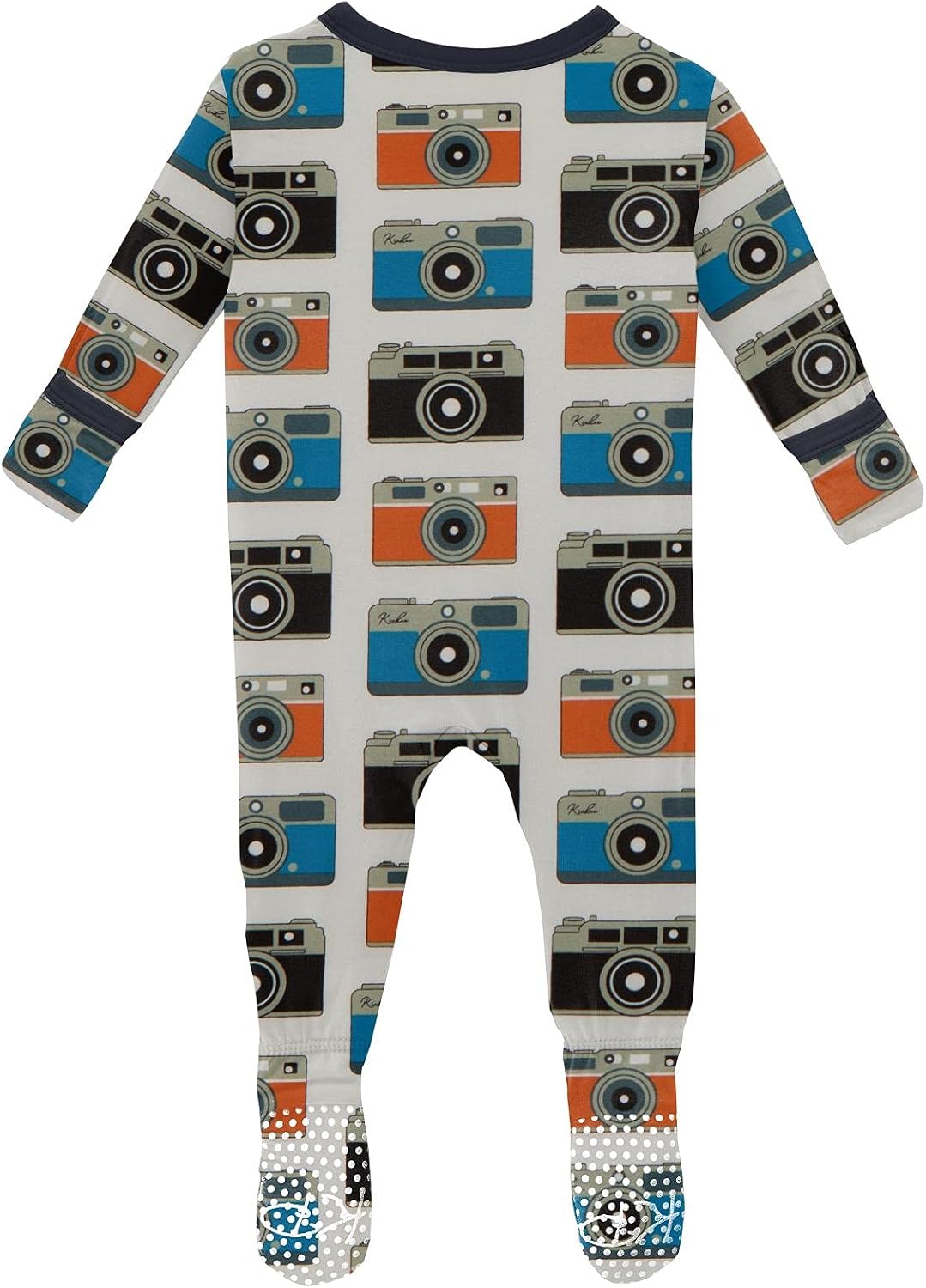 KicKee Print Footie with Zipper, Fitted Long Sleeve Pajamas, Ultra Soft Everyday One-Piece Loungewear, School (Mom's Camera - Newborn)
