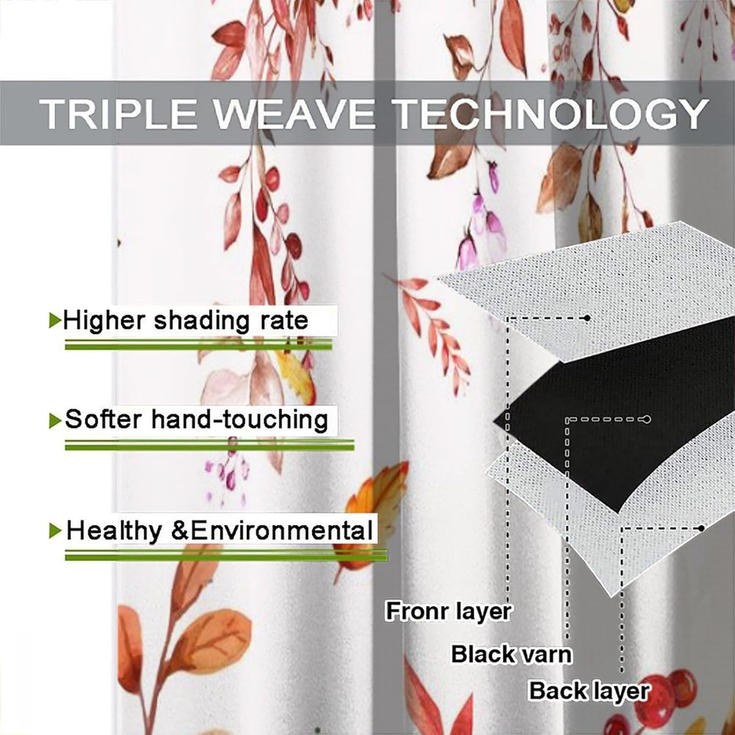 Fall Kitchen Curtains Thanksgiving Day Leaves Pumpkin Autumn Retro Vintage Farmhouse Window Treatments for Kitchen Living Room Bedroom Drapes 2 Panels 42x45 Inch