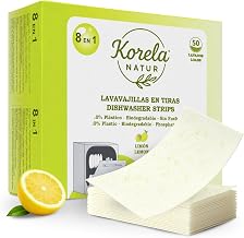Natur 50 Tiras Lavavajillas, limpieza diaria sostenible,ingredientes conscientes, Biodegradable, Sin Fosfatos, Sin Parabenos, Aroma Limón
