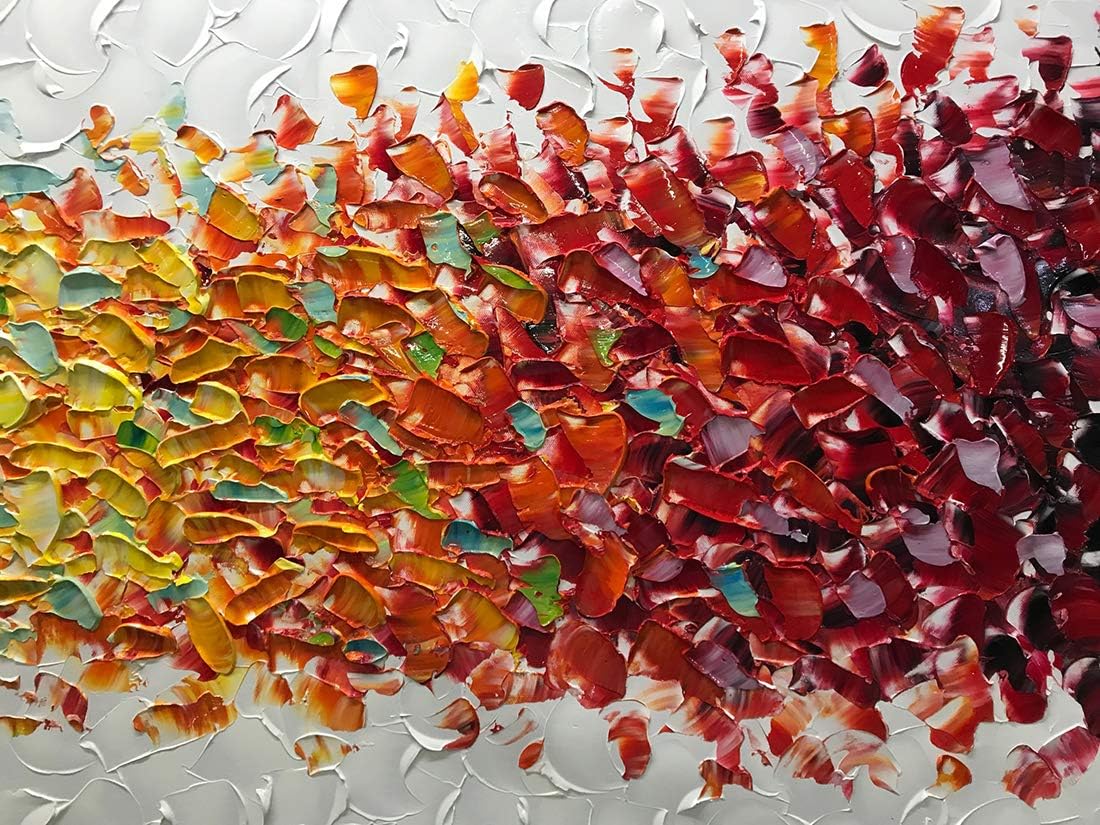 AMEI Art,24x60Inch Hand Painted Colorful Oil Painting Modern Abstract Acrylic Canvas Painting Primary Colors Wall Art Stretched Framed Contemporary Artwork