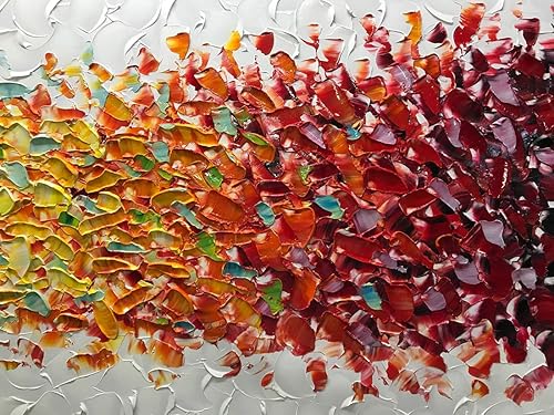 Miniatura 10 de AMEI Pinturas artísticas, 24 x 48 pulgadas 3D pintadas a mano sobre lienzo, fondo blanco colorido, pinturas al óleo abstractas, obras de arte