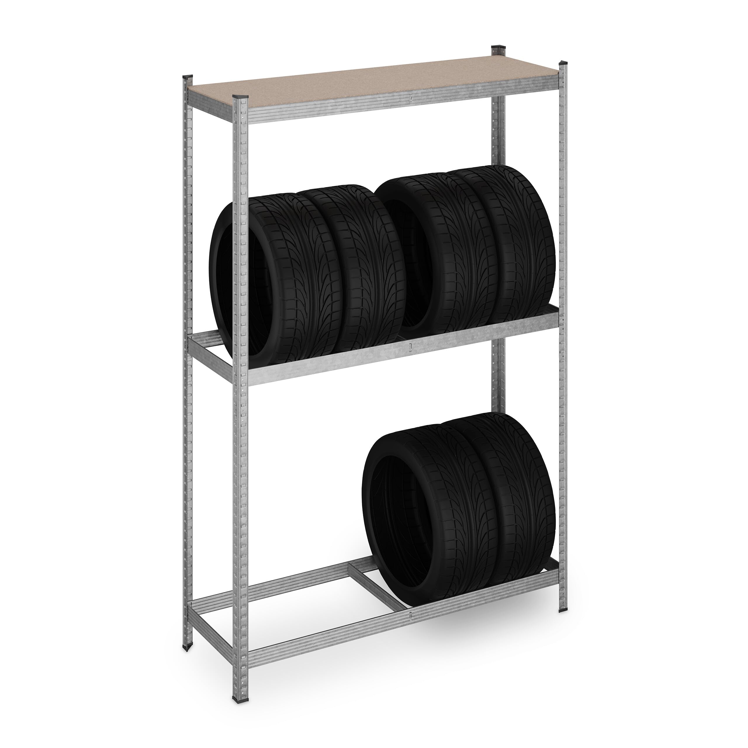 Relaxdays Scaffale Portagomme per 8 Pneumatici, HLP: 180x120x40 cm, 795 kg, Acciaio Zincato, Garage e Officina, Argento