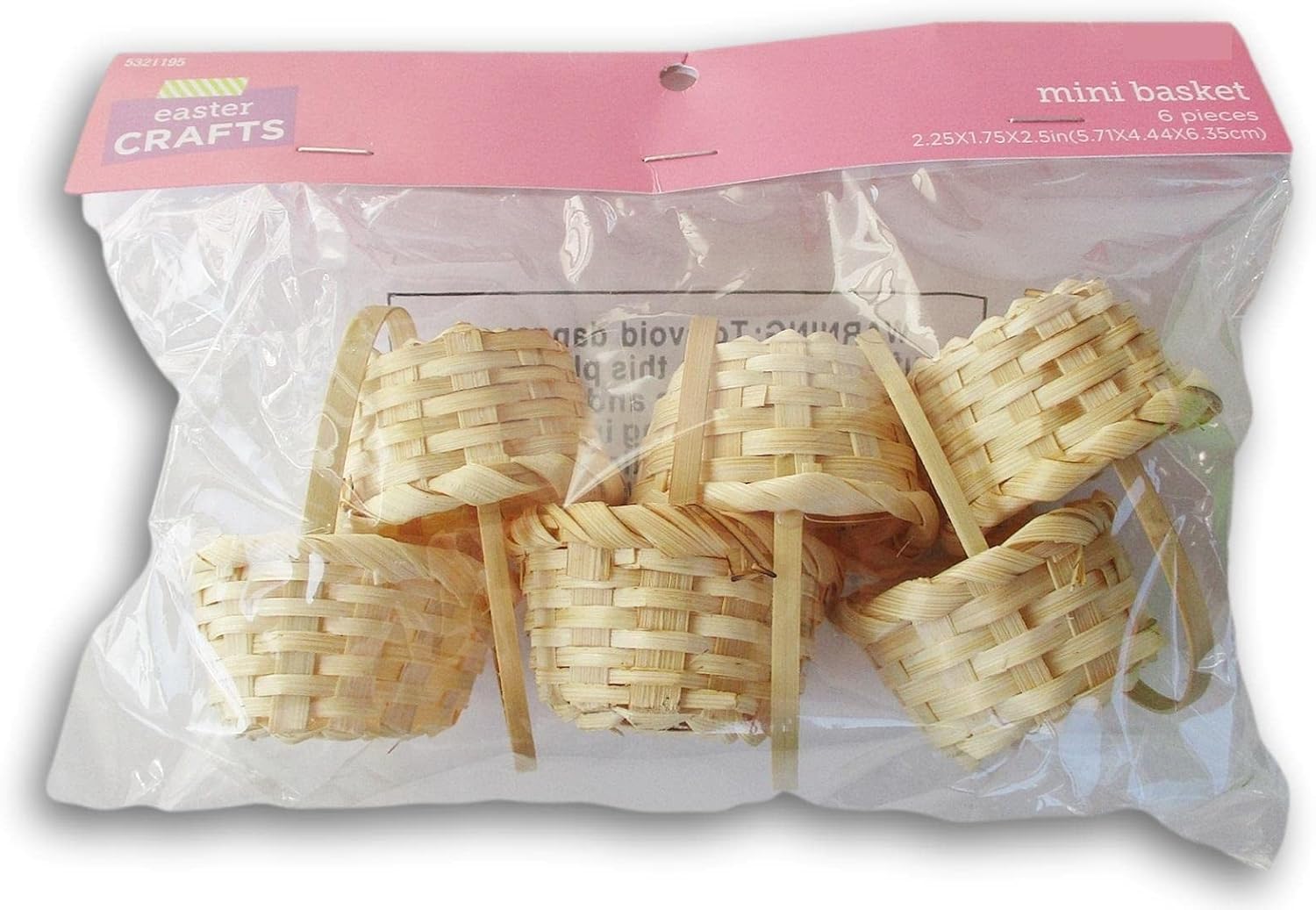 Holiday Decor Mini Bamboo Baskets - 2 x 2 Inches - 6 Count