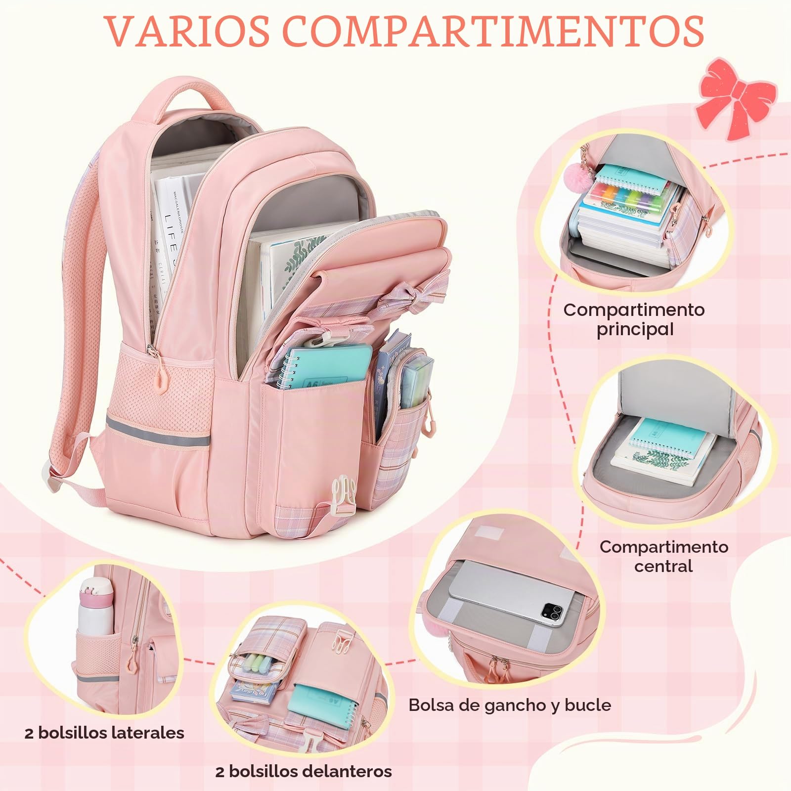 Tanou Mochila Escolar Niña, Mochilas para Colegio y Instituto Impermeable