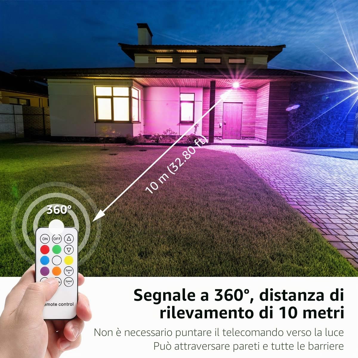 Lepro Faretto LED RGB Esterno 50W, Proiettore Colorata con Telecomando RF