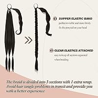 Vista 103 de BARSDAR Extensión de Cola de Caballo Trenzada de 30 Pulgadas de Largo - Extensiones de Cabello de Cola de Caballo Trenzada Rubia Recta Envolvente