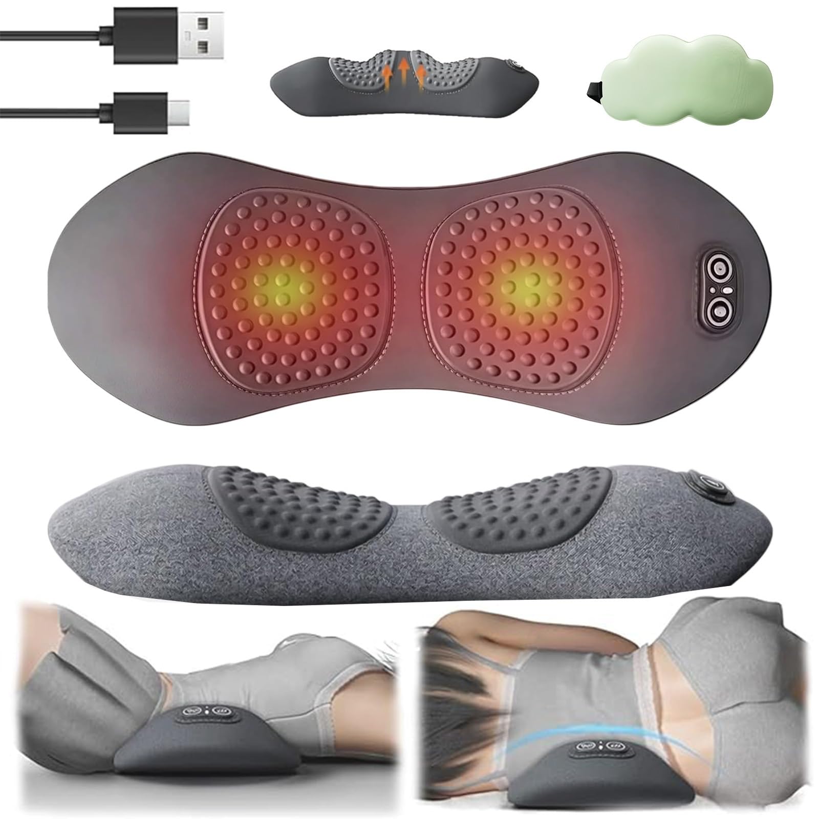 2026 Vertacura Rückenmassagegerät, Ergo Pur Rücken mit Erwärmung, Vibration & Traktion, Ergopur 3-Zonen-Ergoflow Tiefenmassagegerät, Müdigkeit lindern(Spacegrau,Akkuversion)