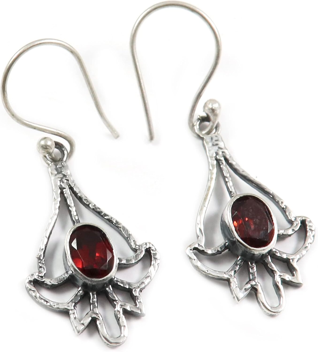 Goyal Exports 925 Sterling Silver Blue Topaz Faceted Rutilated Quartz Garnet Faceted Peridot FacetedGemstone Silver Drop/Dangle Earring Handmade Jewelry SEG119