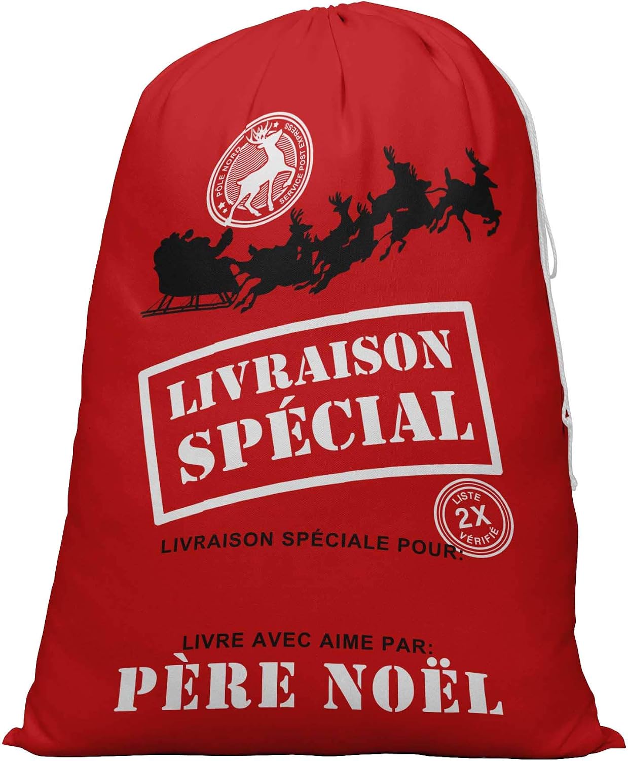 Printtoo Large Drawstring Canvas Bag Christmas Sack Bags Santa Gift Sack Custom Party Favor 2 Pcs 27x20 Inch